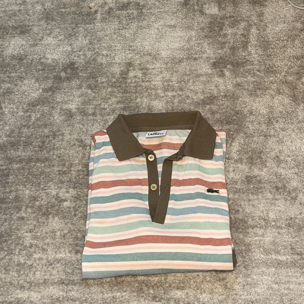Lacoste Multicolor Striped Polo with Brown Accents